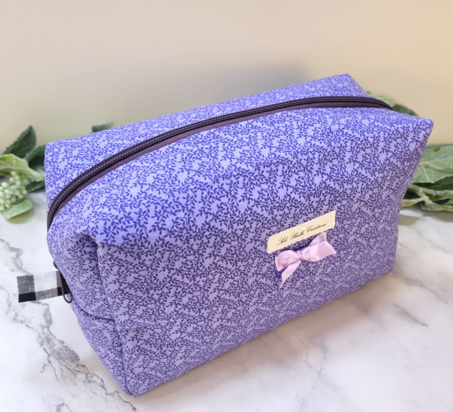 Lavender Vines boxy makeup bag, travel must-haves, cosmetic bag. Size L
