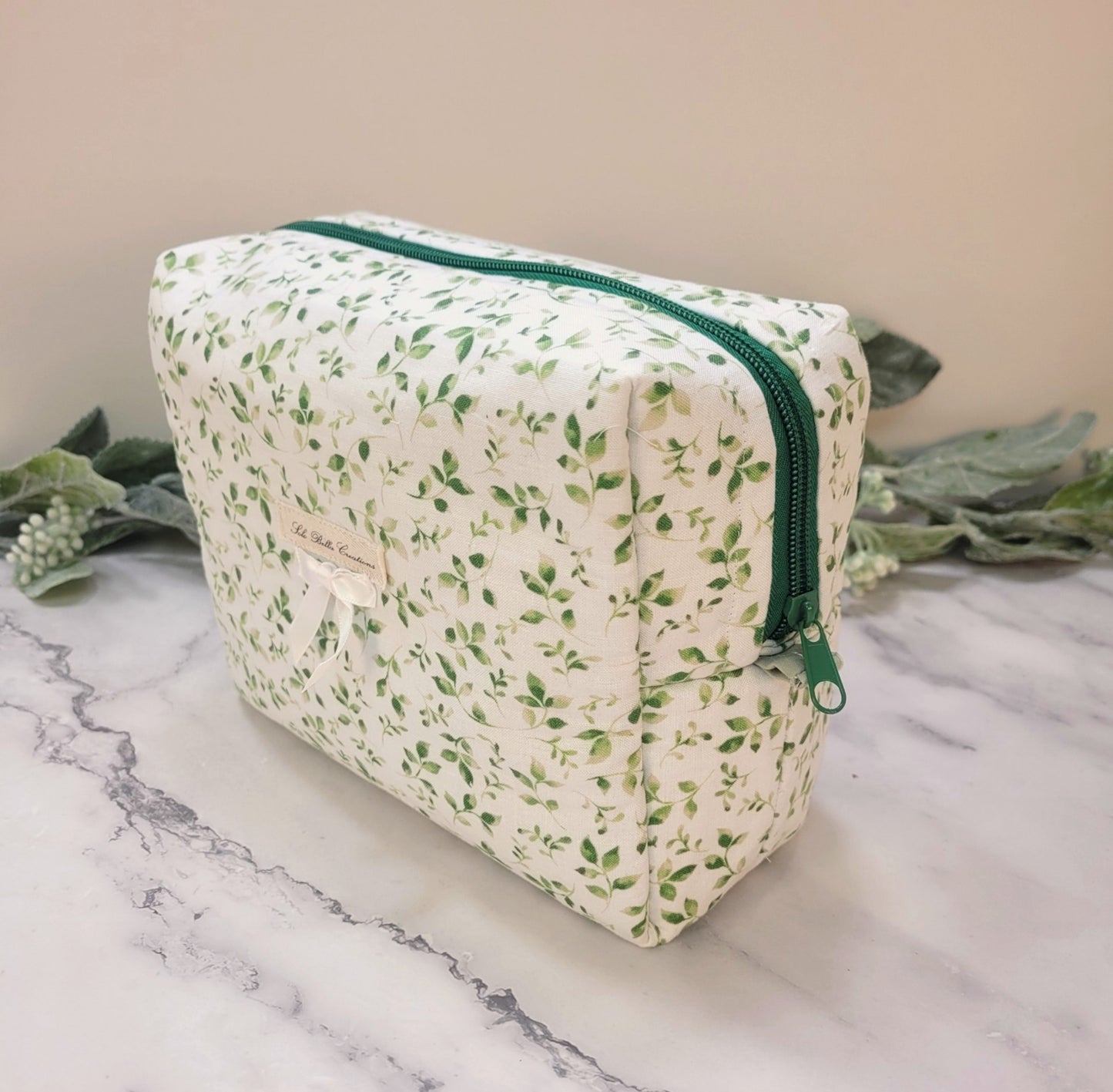 Pretty Pothos boxy makeup bag, travel must-haves, cosmetic bag. size L