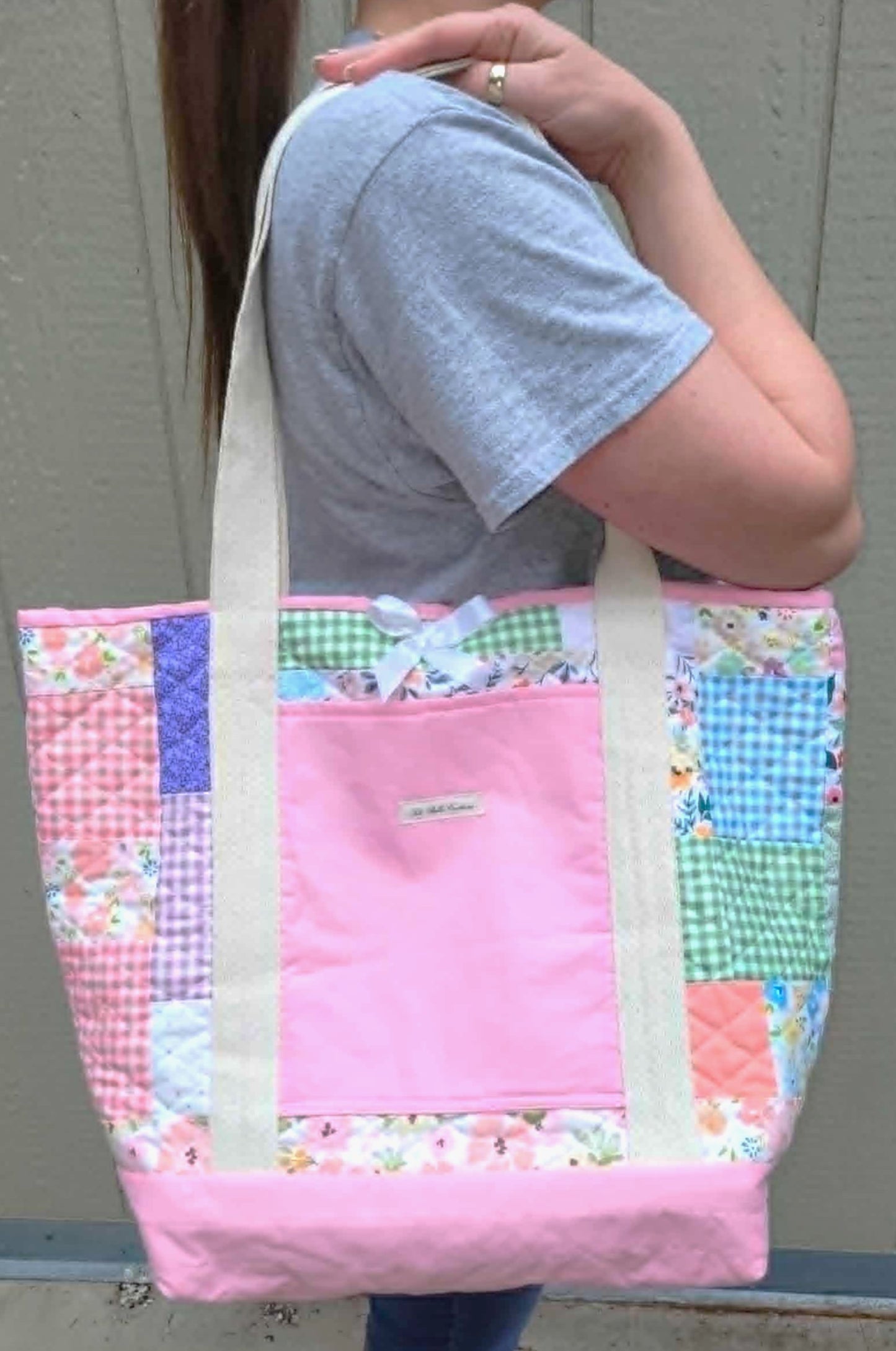 Quilted Pink Patchwork Weekend Tote