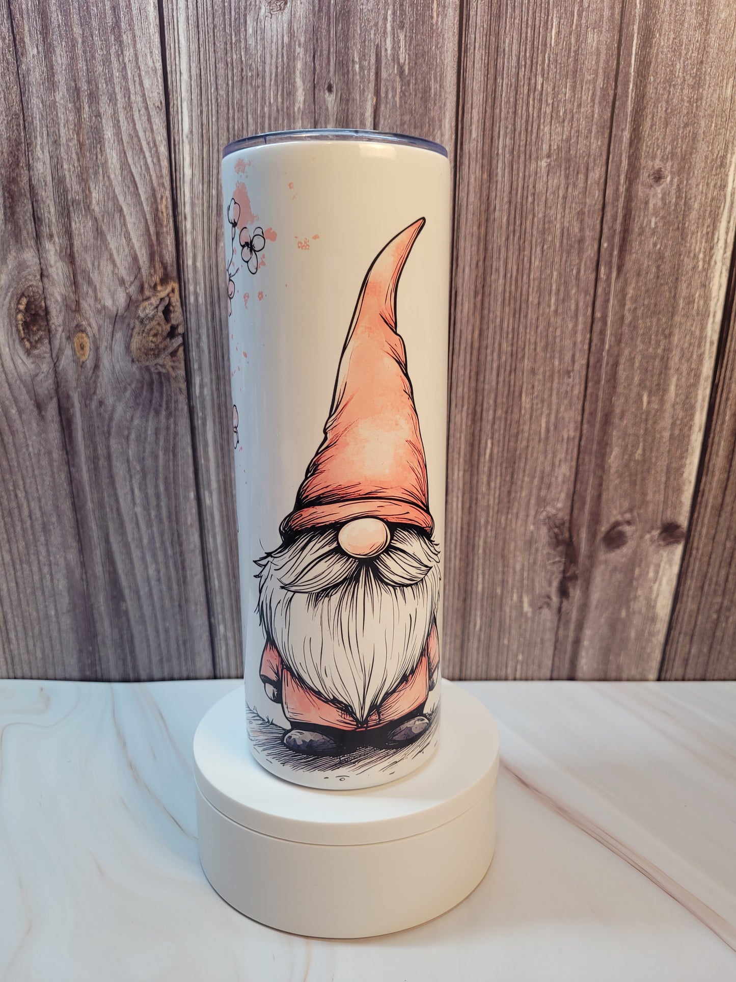 Cherry blossom Gnome insulated 20 oz. steel tumbler