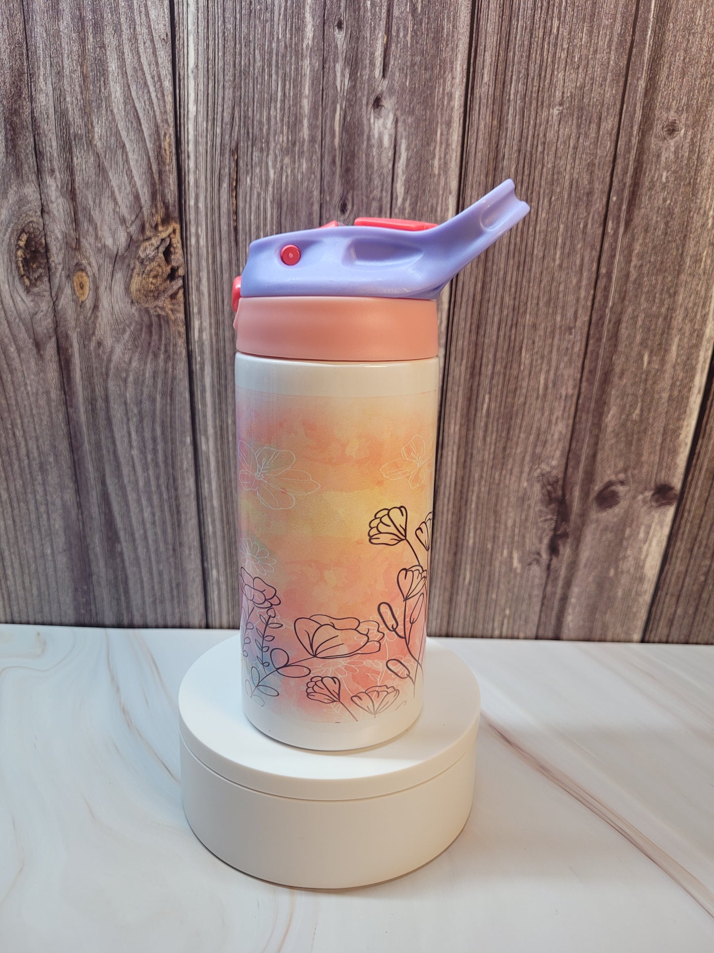 Pastel floral insulated 12 oz. steel flip top tumbler