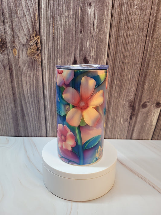 Florals insulated 12 oz. steel tumbler, screw on lid