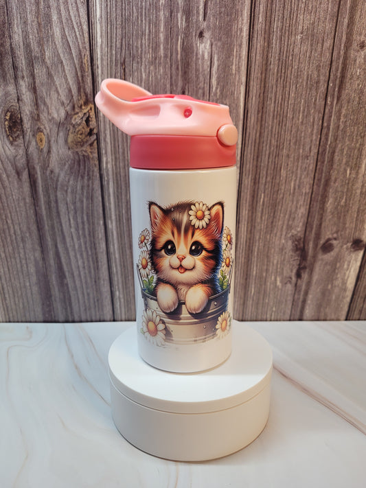 Here, Kitty Kitty, insulated 12 oz. steel flip top tumbler