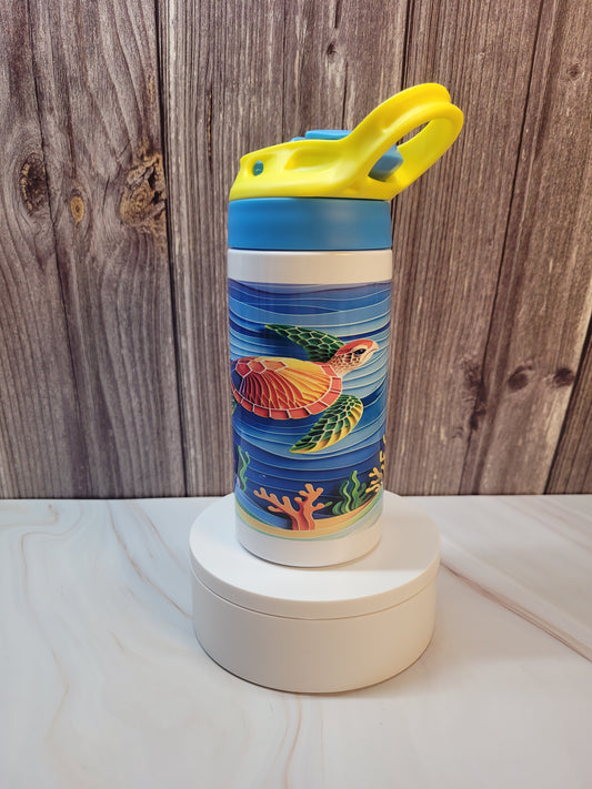 Sea Turtle insulated 12 oz. steel flip top tumbler