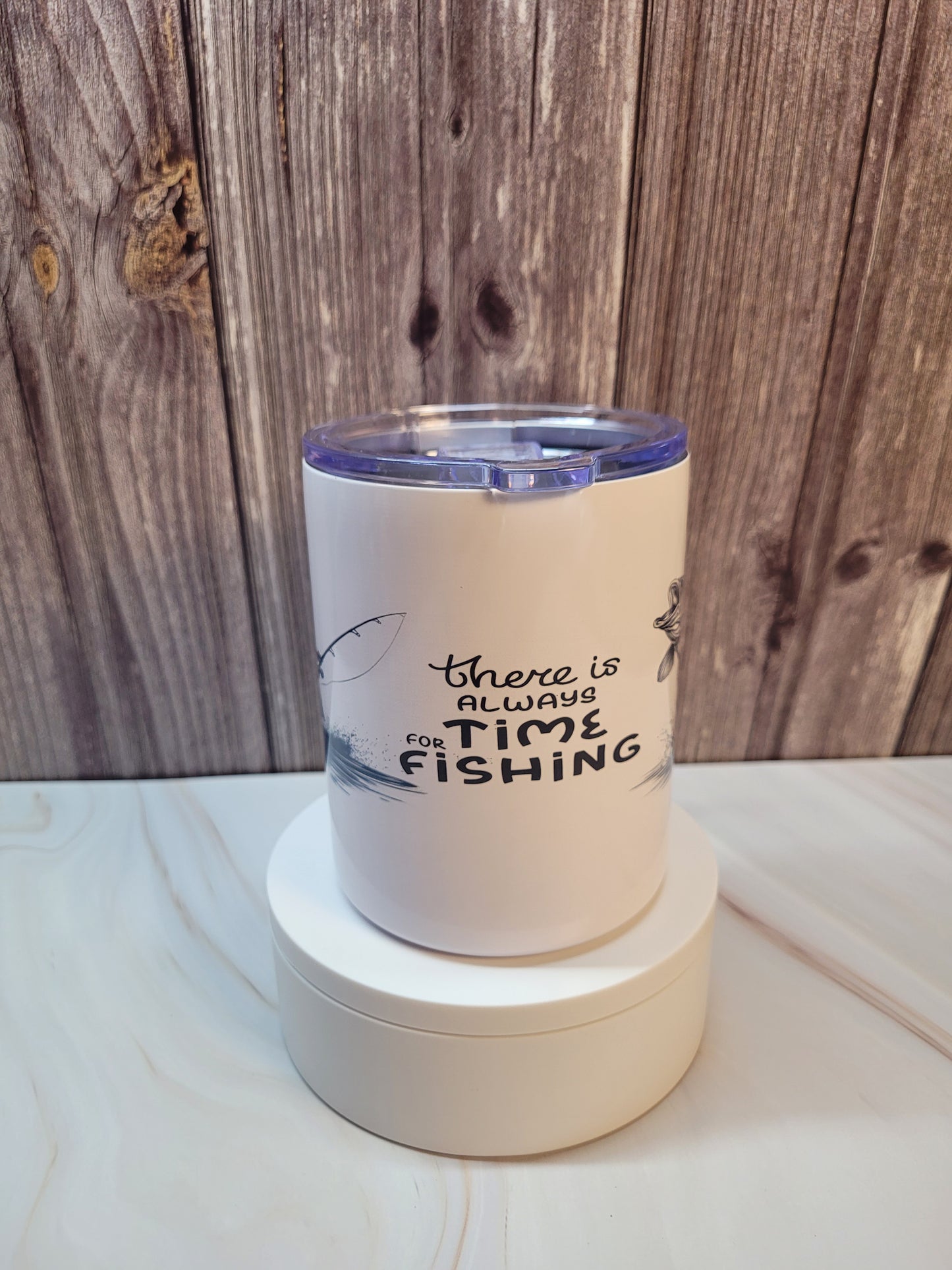 Time for fishing insulated 12 oz. steel mug with handle