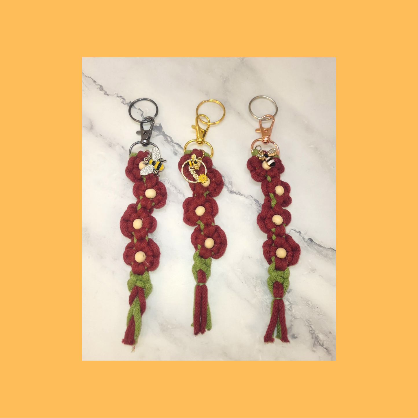 Macrame Daisy Key Chain