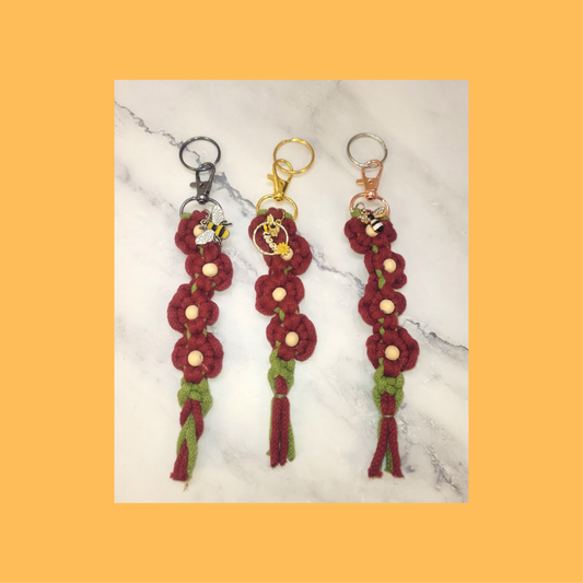 Macrame Daisy Key Chain
