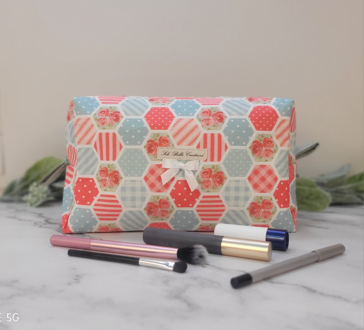 Pastel Patches boxy makeup bag, travel must-haves, cosmetic bag. size L