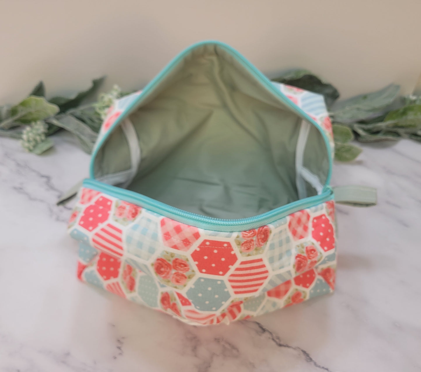 Pastel Patches boxy makeup bag, travel must-haves, cosmetic bag. size L