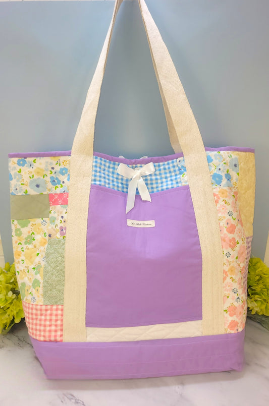 Quilted Purple Patchwork Weekend tote