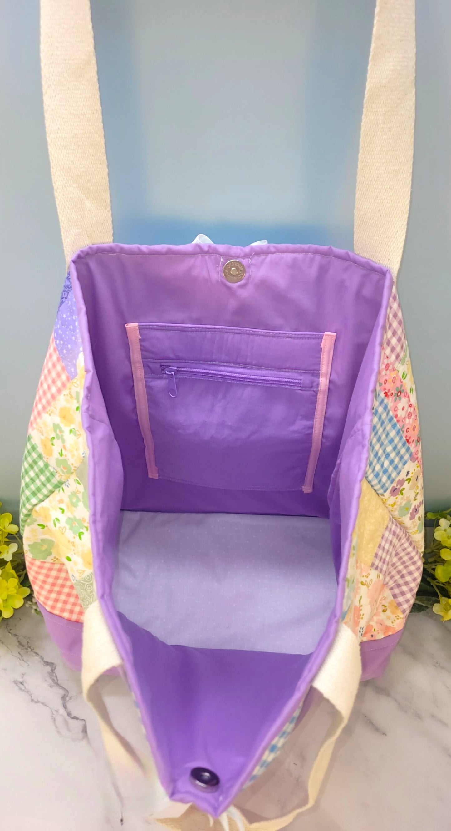 Quilted Purple Patchwork Weekend tote
