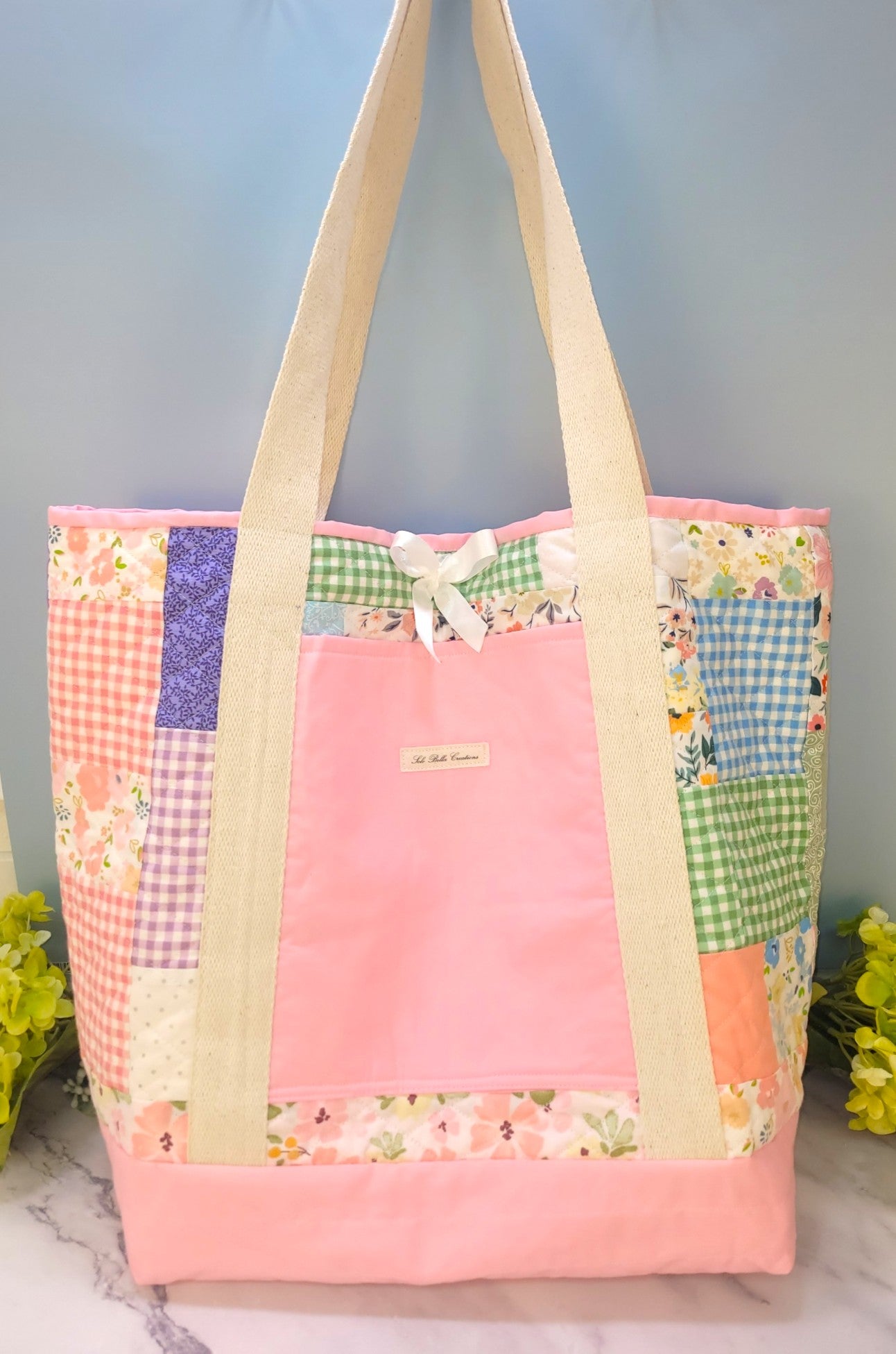 Quilted Pink Patchwork Weekend Tote