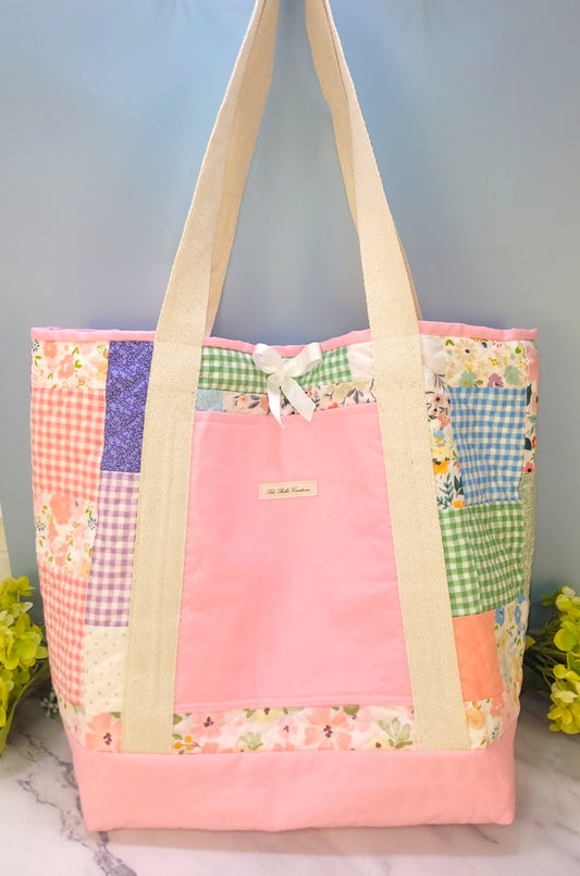 Quilted Pink Patchwork Weekend Tote