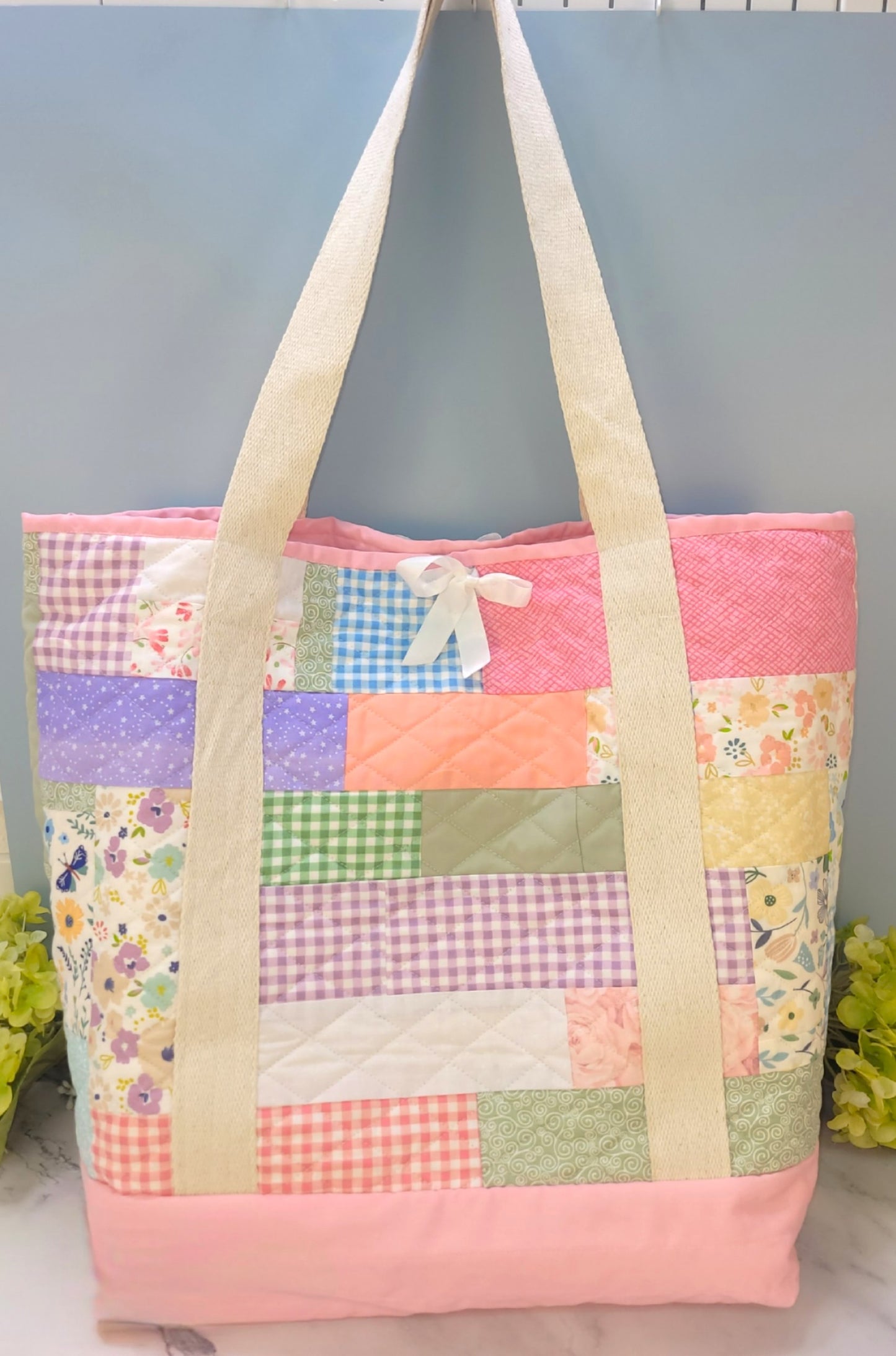 Quilted Pink Patchwork Weekend Tote