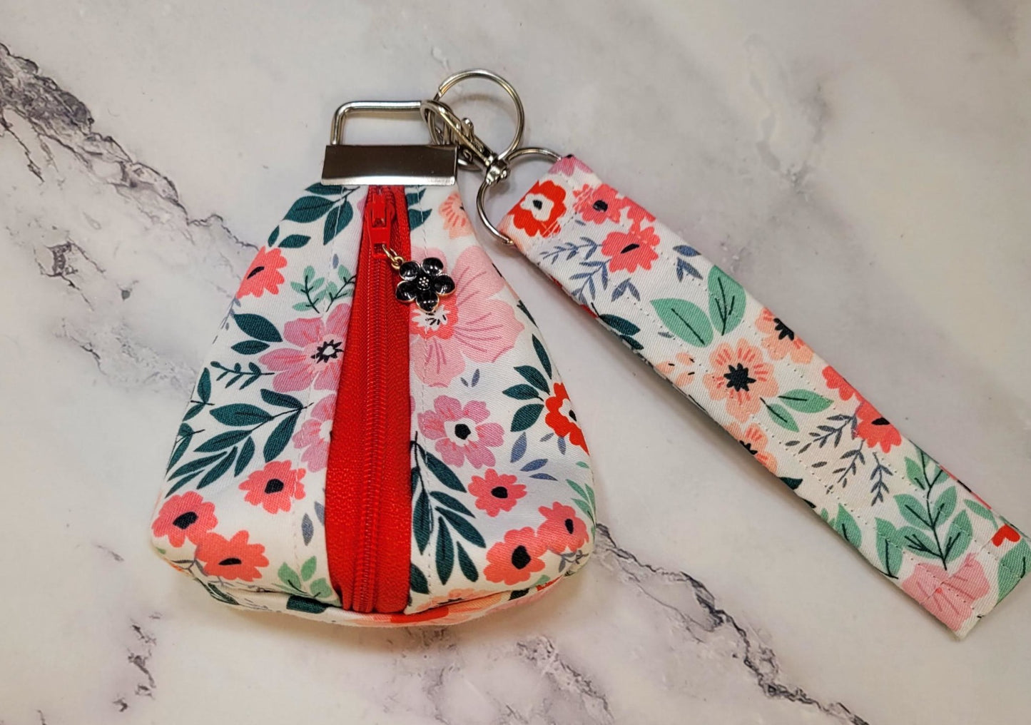 Key Chain zipper pouch, wristlet combo