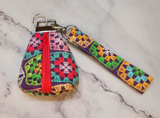Key Chain zipper pouch, wristlet combo