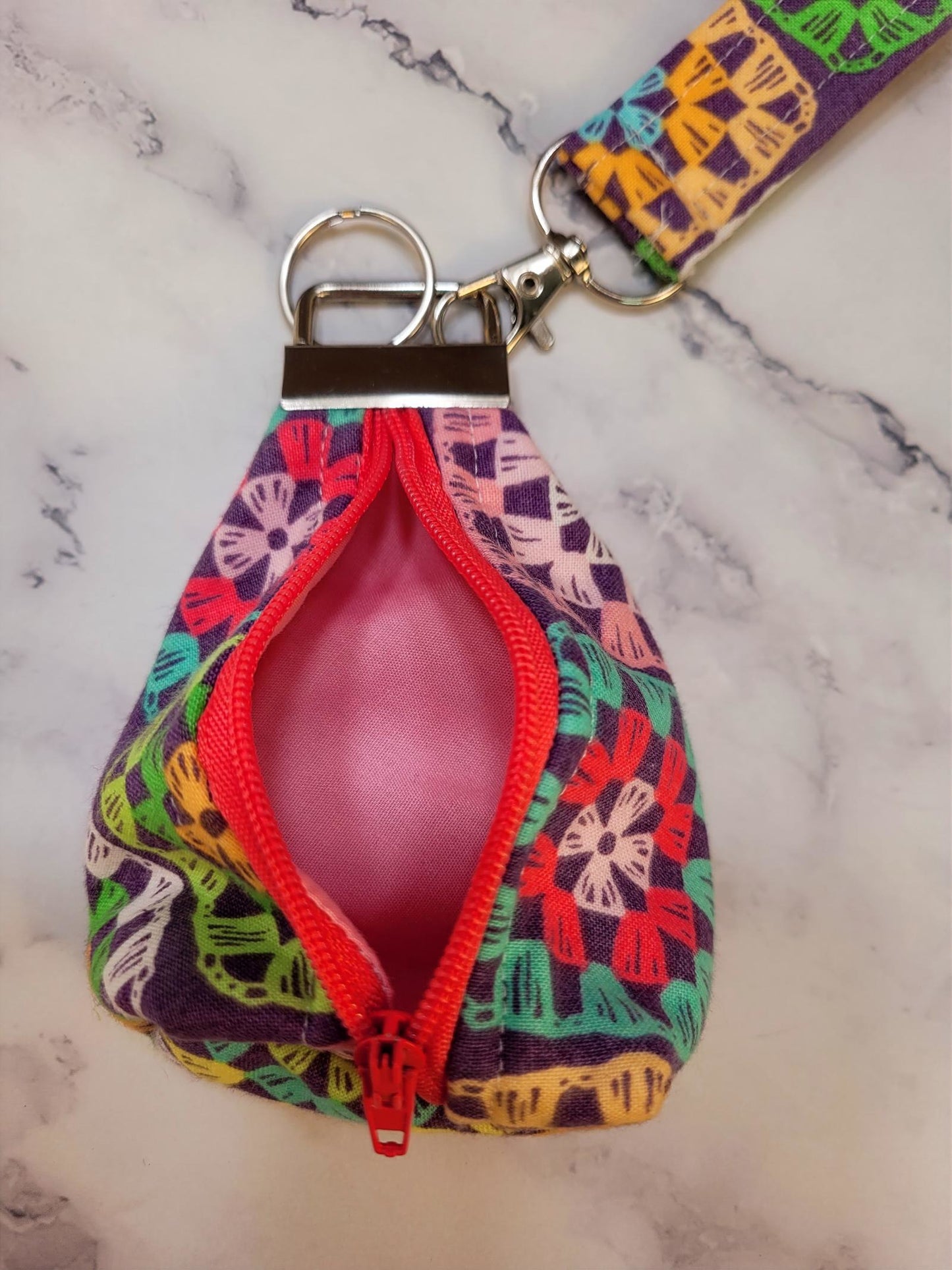 Key Chain zipper pouch, wristlet combo