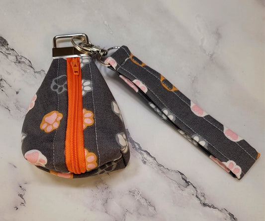 Key Chain zipper pouch, wristlet combo