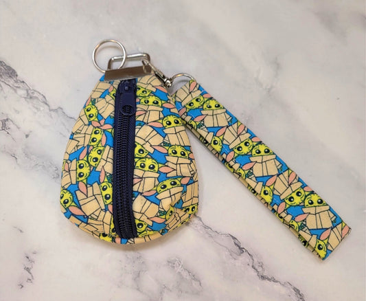Key Chain zipper pouch, wristlet combo