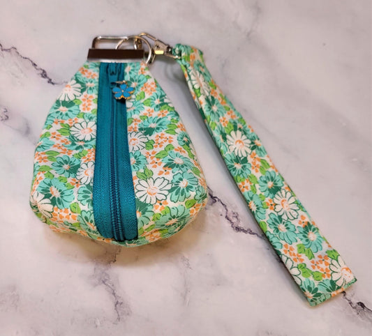 Key Chain zipper pouch, wristlet combo