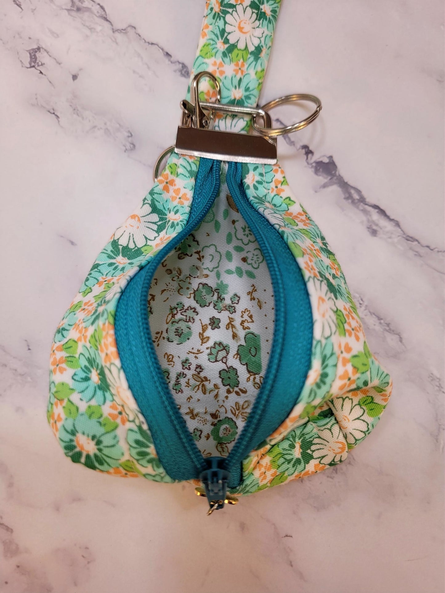 Key Chain zipper pouch, wristlet combo