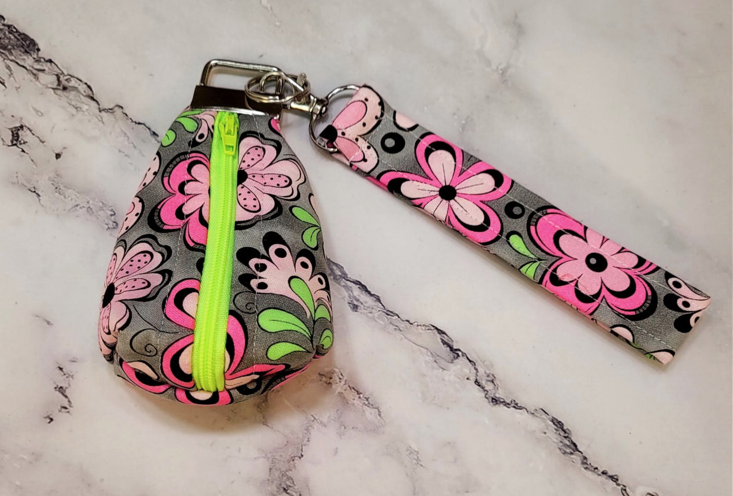Key Chain zipper pouch, wristlet combo