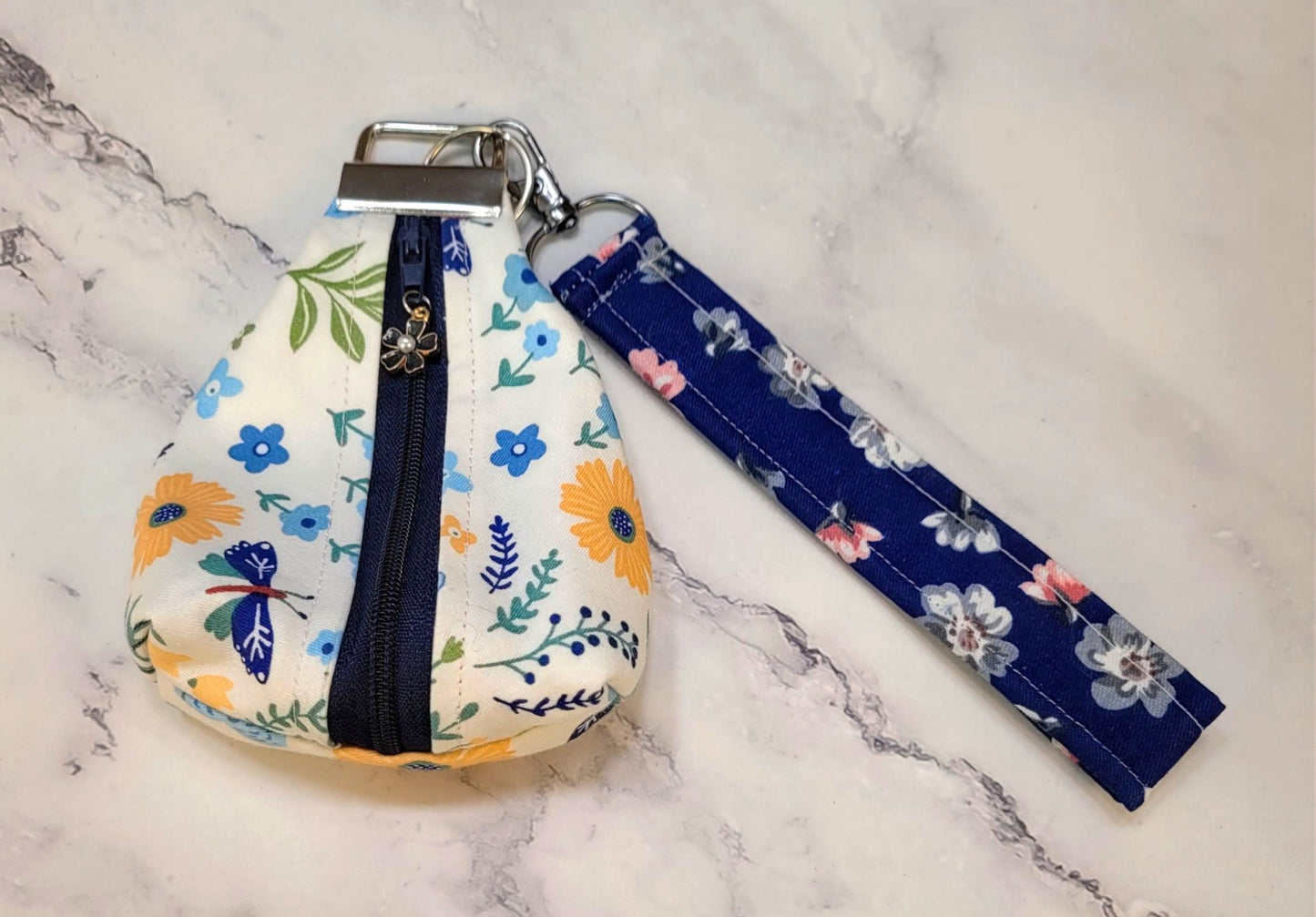 Key Chain zipper pouch, wristlet combo