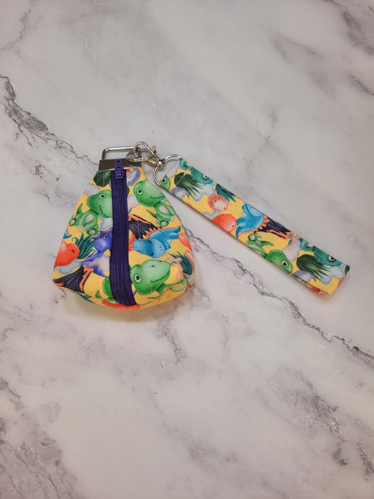 Key Chain zipper pouch, wristlet combo