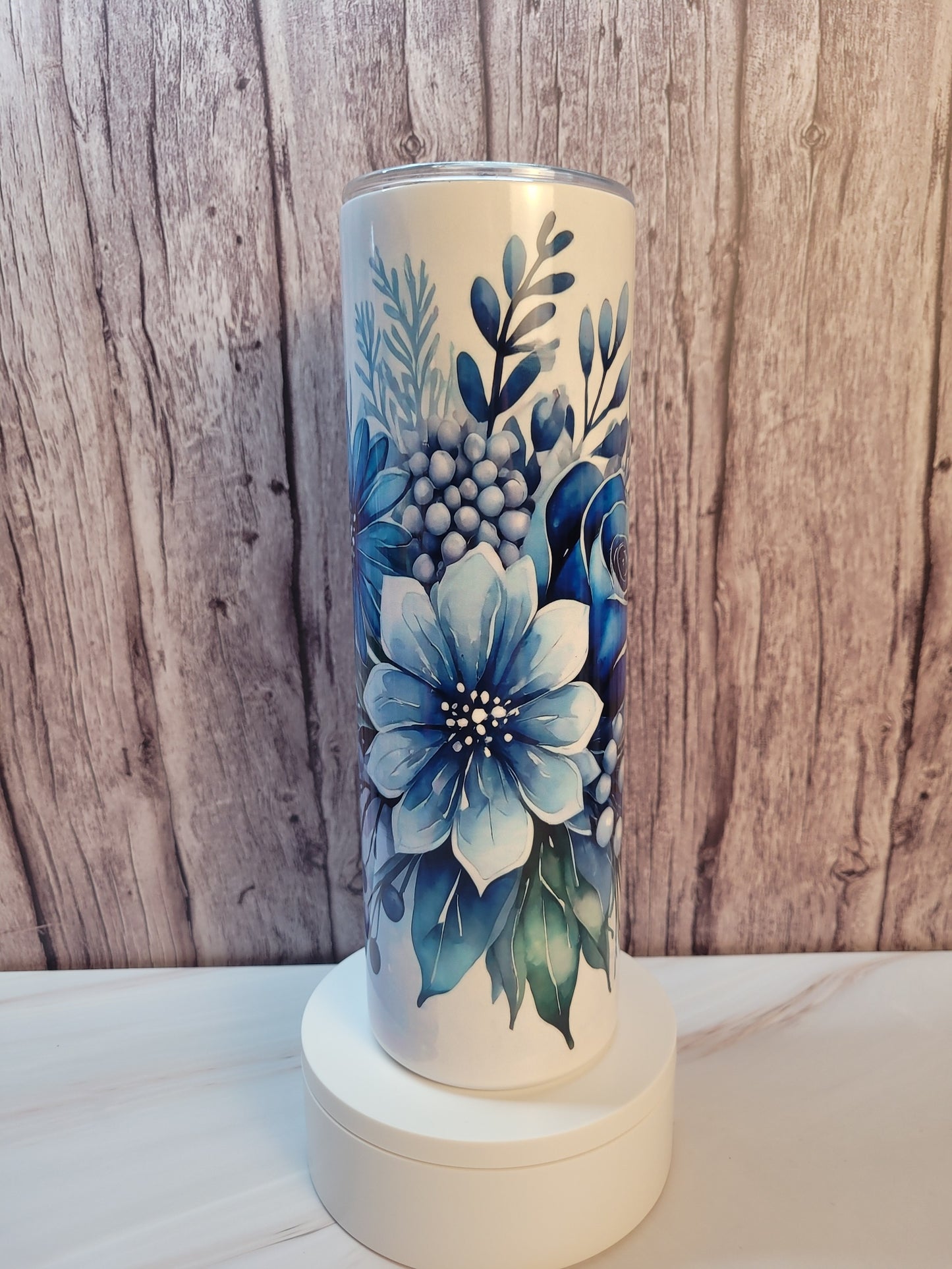 Frosted Winter Floral insulated 30 oz. steel tumbler