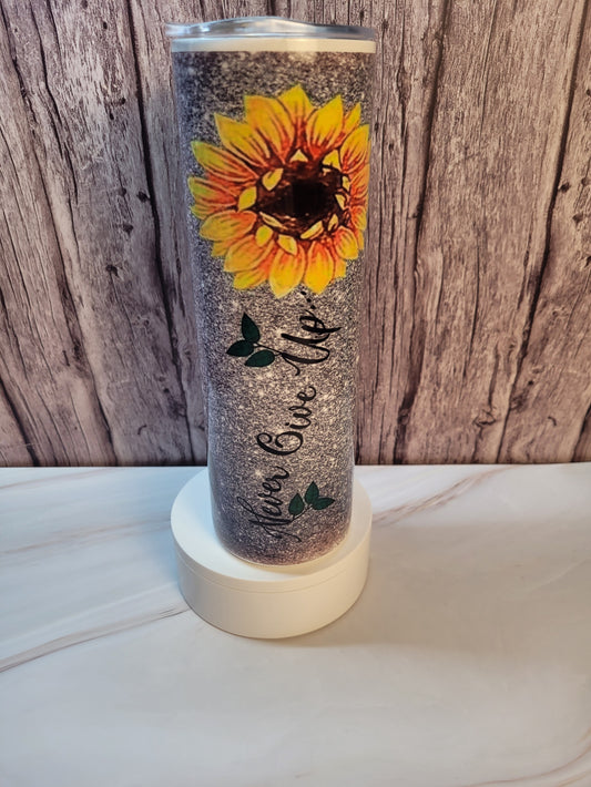 Never Give Up insulated 30 oz. steel tumbler