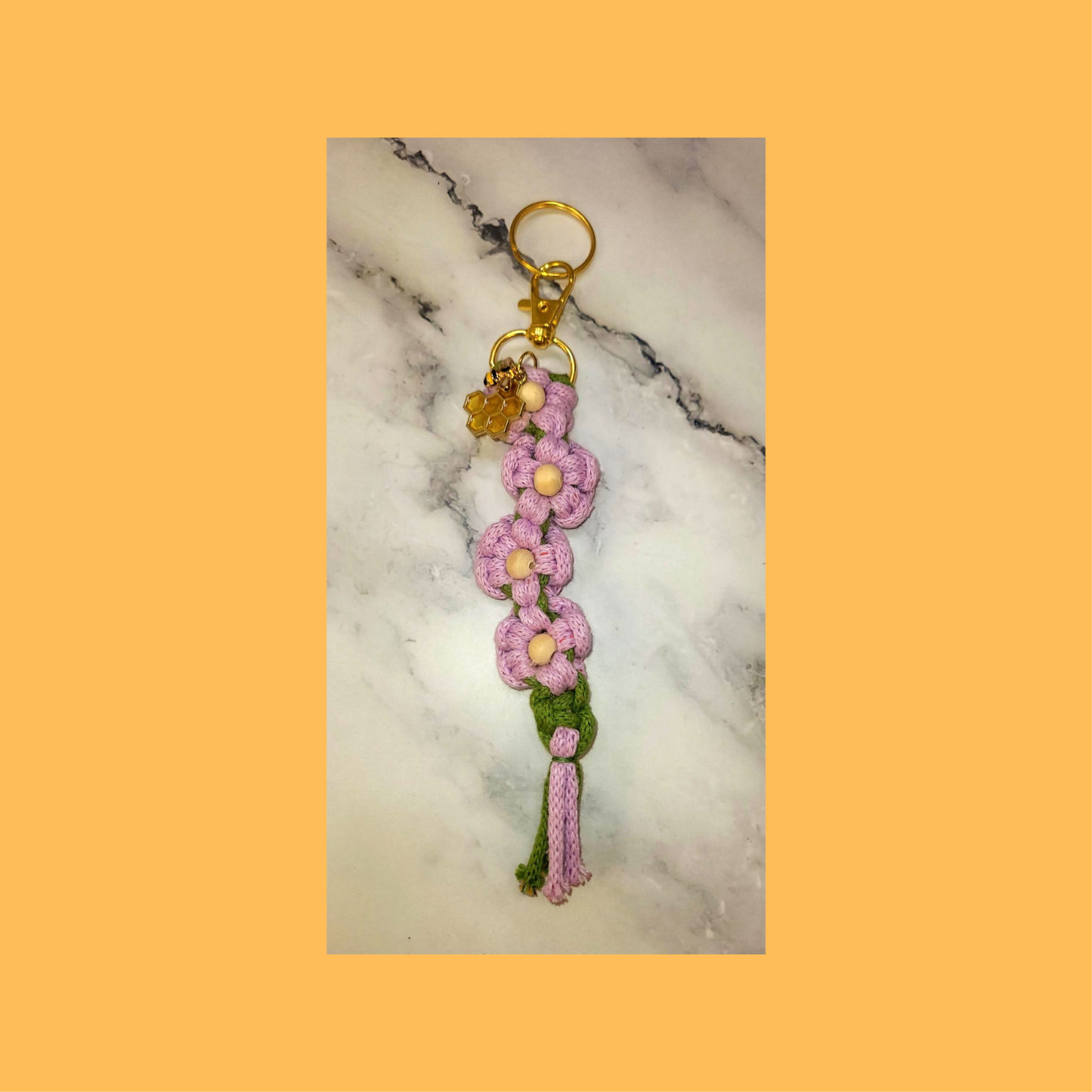 Macrame Daisy Key Chain