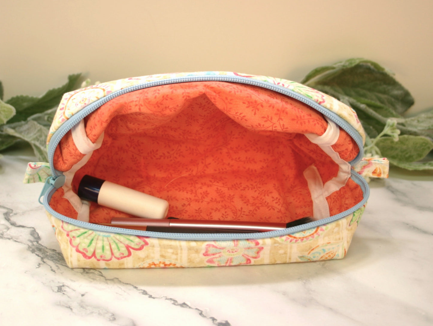 Mosaic Mums boxy makeup bag, travel must-haves, cosmetic bag. size S