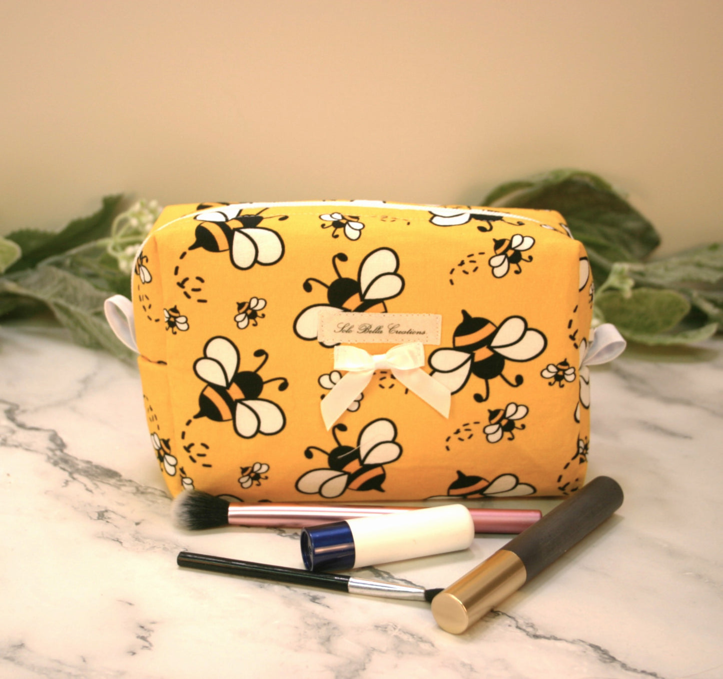 Busy Bee boxy makeup bag, travel must-haves, cosmetic bag. size S