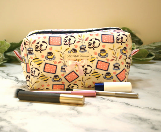Cozy Kitten boxy makeup bag, travel must-haves, cosmetic bag. size S