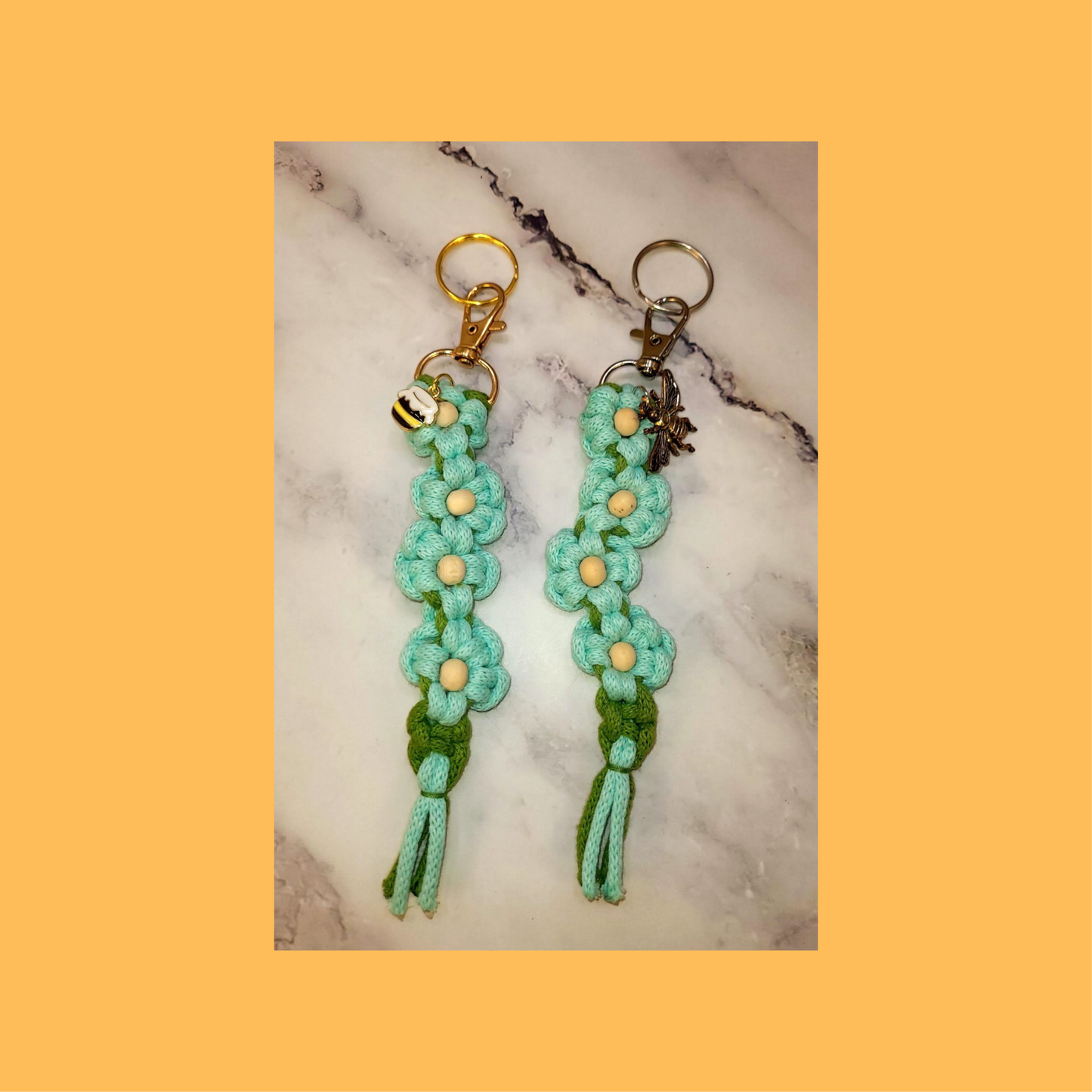 Macrame Daisy Key Chain