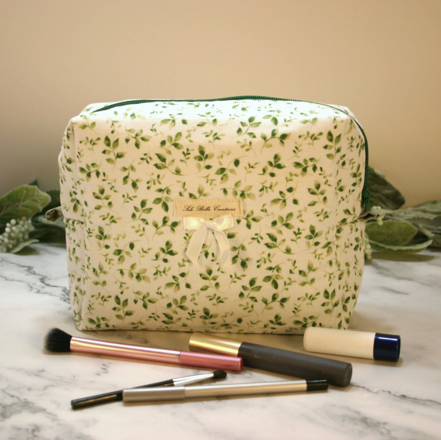 Pretty Pothos boxy makeup bag, travel must-haves, cosmetic bag. size L