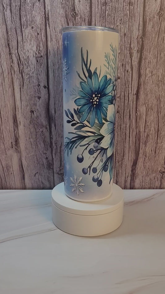 Frosted Winter Floral insulated 30 oz. steel tumbler