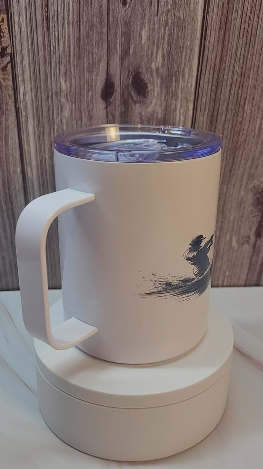 Time for fishing insulated 12 oz. steel mug with handle