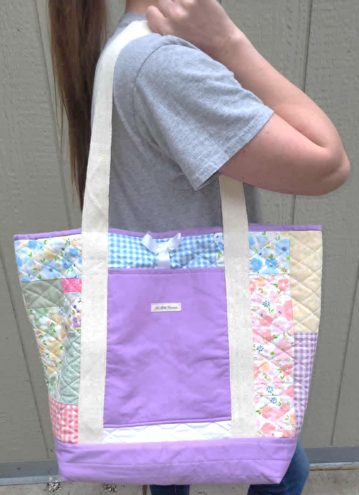 Quilted Purple Patchwork Weekend tote