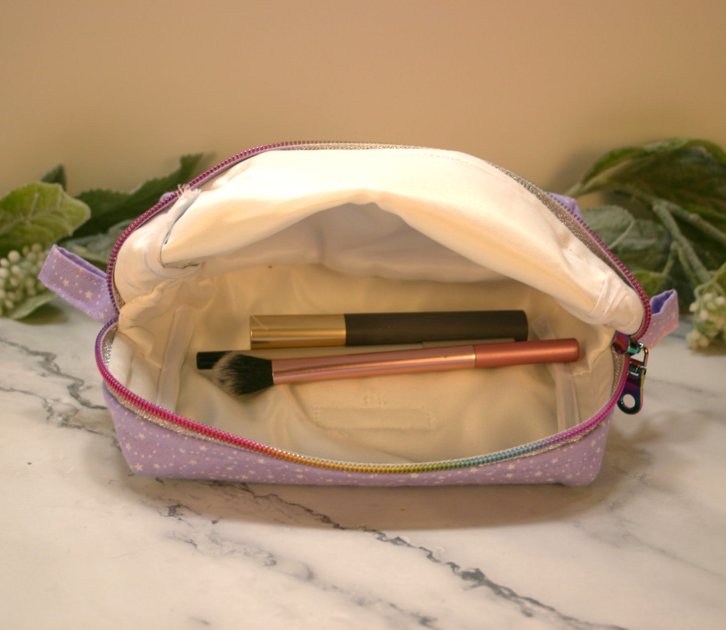 Rainbow boxy makeup bag, travel must-haves, cosmetic bag. size S