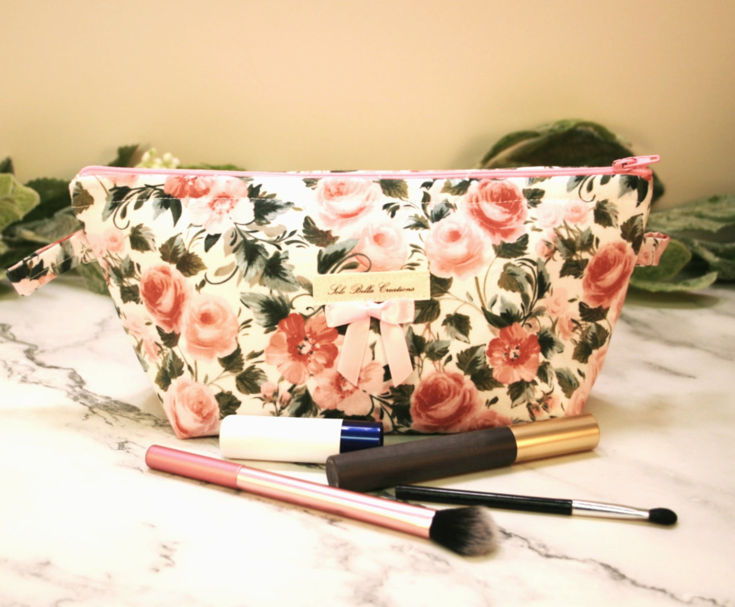 Rose Garden makeup pouch, travel must-haves, cosmetic bag.