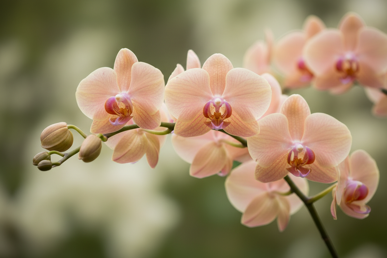 soft light peach colored orchid flowers