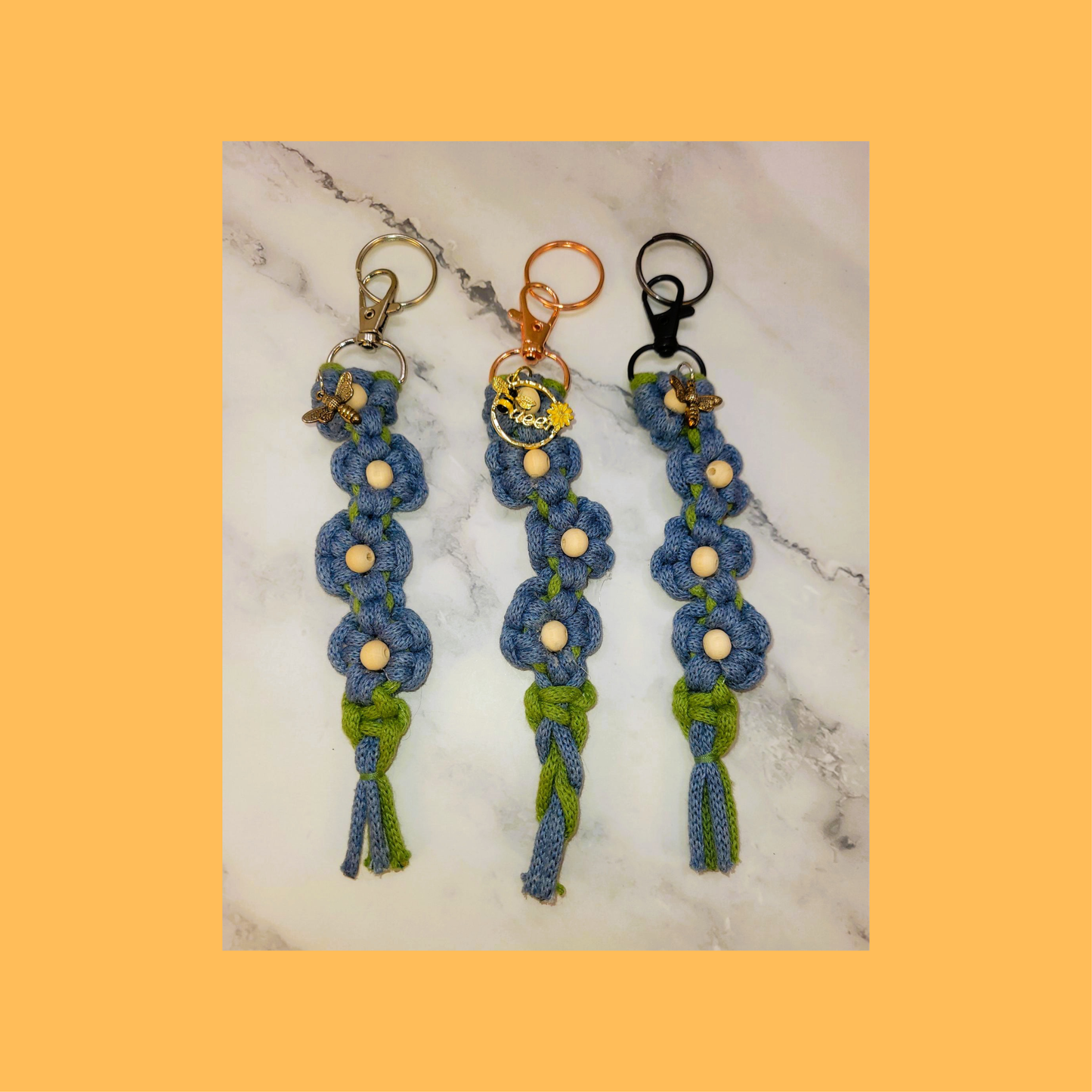 Macrame Daisy Key Chain