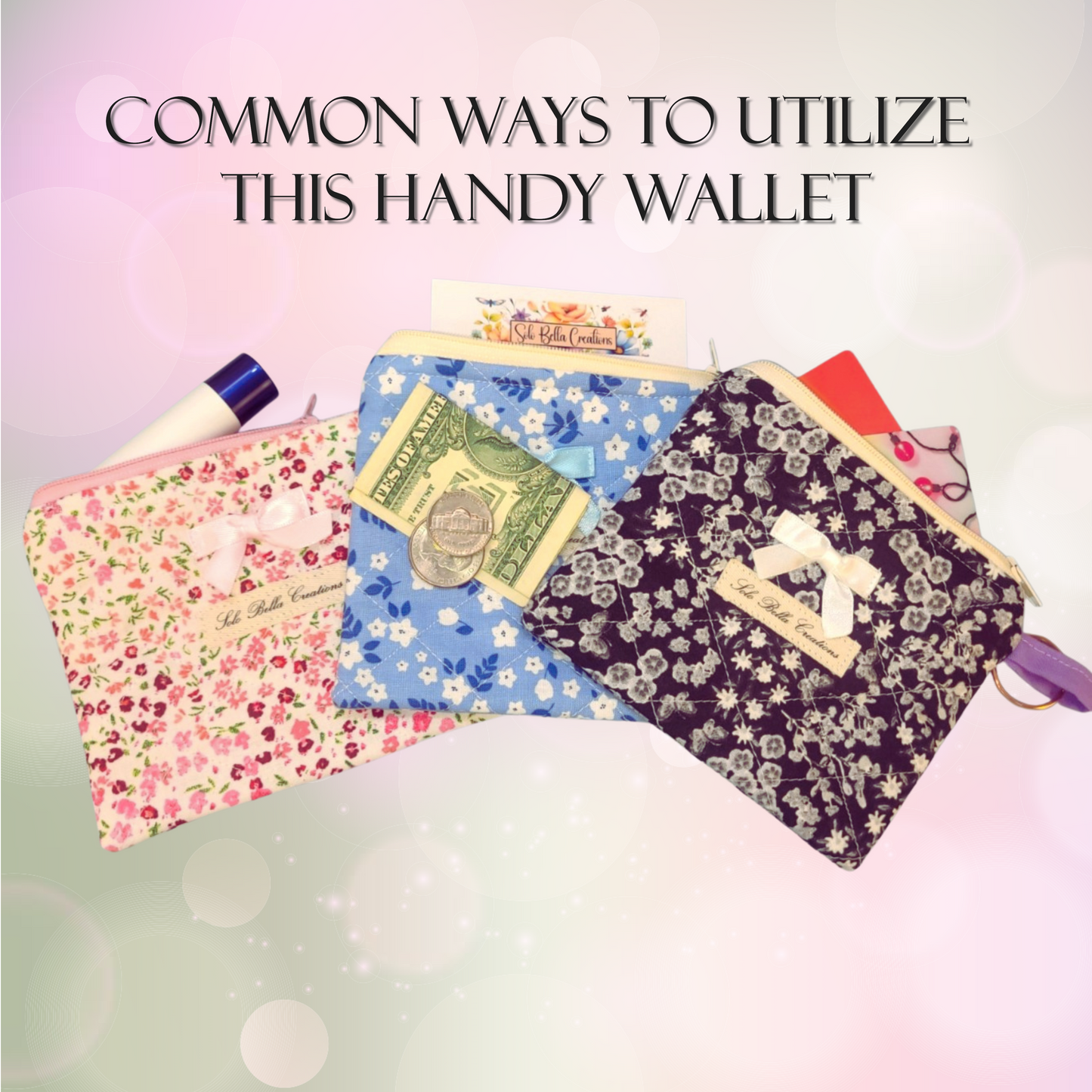 Quilted Zipper Wallets/Wristlet combo